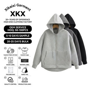 Envío Inmediato: Sudadera con Capucha de Algodón 100% de Alta Calidad para Hombre, Estilo Casual, Ajuste Holgado, Hombro Caído, Forro con Cremallera, Personalizable con tu Logotipo, Tejido de Capa de Aire - Product Image 1