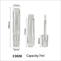 Emballage transparent pour gloss cosmétique, tube à lèvres plat vide en PETG, flacon de colle pour cils, capacité 7 ml, sérigraphié