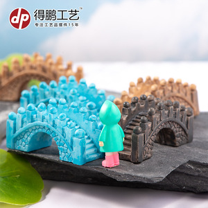Adornos de Puente en Miniatura de Resina, Color Gris Marrón Azul, Decoraciones para Jardín Interior y Exterior D1453 - Product Image 2