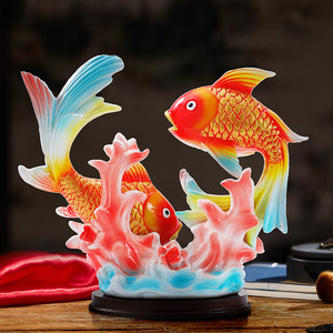 Koi Fish <b>Ornament</b> Resin Feng Shui Decor For Living Room Chinese New Year Gift - Product Image 4