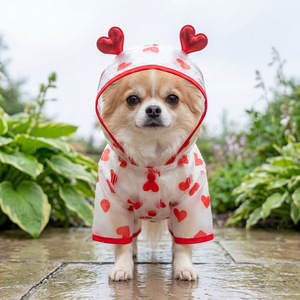Imperméable pour animaux de compagnie à quatre pattes, transparent, imperméable, en forme de cœur, avec capuche, pour petits chiens et chats - Product Image 2