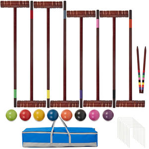Maillets en bois de caoutchouc de taille réglementaire de 32 pouces Kit de croquette pour 8 joueurs avec ensemble de <span class=keywords><strong>croquet</strong></span> de luxe de 35 pouces pour adultes - Product Image 1