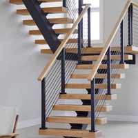Fournitures de construction : Escalier ultra moderne en verre et métal pour appartement, design extérieur en forme de U et de L, escalier mono-rampe