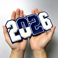 Écussons en chenille sur mesure 2026, grands numéros universitaires, badges brodés en tissu éponge pour vestes et sweats à capuche de style Letterman