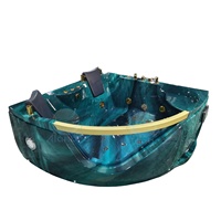 Baignoire de massage autoportante pour 2 personnes à prix abordable, avec lumières LED et commandes multifonctions, pour salle de bain intérieure