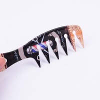 Peigne à cheveux double face en plastique à dents larges, style vintage imprimé pour hommes, idéal pour les coiffures slick-back et aviateur