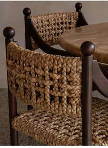 كرسي بابلو على الطراز الفرنسي الريفي من ديشي، مصنوع من الخشب الصلب مع مقعد من الحشائش البحرية المنسوجة يدويًا، مريح لغرفة المعيشة في الشقق - Product Image 3