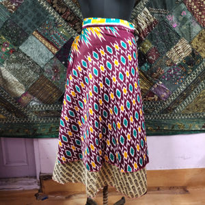 Jupe longue imprimée de créateur pour femmes Jupe portefeuille en soie de style vintage légère et respirante pour les voyages d'été - Product Image 2