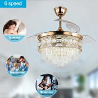 Ventilateur de plafond intelligent décoratif avec télécommande, ventilateur de plafond intelligent de luxe avec lumière, lustre pour salon