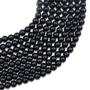 Atacado pérolas soltas preto fosco redondo brilhante 6mm para fazer joias e DIY