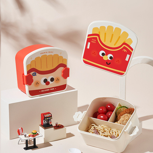 Sans Bpa Mignon enfants Frites Poulet frit conteneur boîte à lunch <span class=keywords><strong>bento</strong></span> avec cuillère en plastique enfants boîte à lunch pour l'école - Product Image 2