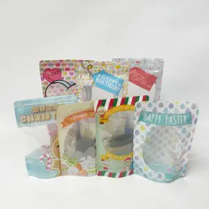 Impression numérique en gros, impression personnalisée, échantillon gratuit, pochette en plastique à fermeture éclair, sacs alimentaires avec fenêtre transparente pour bonbons - Product Image 1