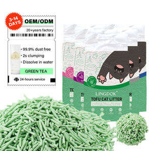 Litière pour chat en tofu végétal naturel agglomérante jetable sans poussière de 6 litres avec parfum de thé vert - Product Image 1