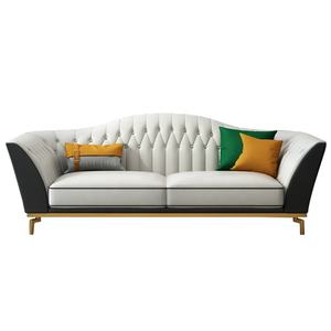 الحصري الراقية مصمم البحرية الحديثة كريم الأبيض الاصطناعية الجلود أريكة نائمة مع سيقان معدنية - Product Image 1