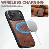 Coque de téléphone SUTENI pour iPhone 18 Pro Max avec chargement magnétique sans fil 2-en-1, support porte-cartes, en similicuir de luxe, compatible 17 16 Plus 15 14