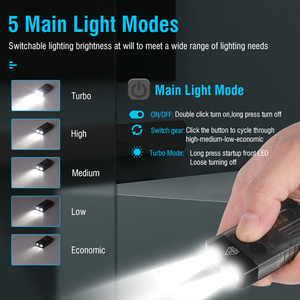 Mini lampe torche LED EDC rechargeable par USB-C à haut lumen, 14 modes, lumière rouge UV 365 nm, petite lampe torche puissante pour porte-clés - Product Image 4