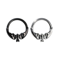 Cincin Hidung Titanium ASTM F136 Model Kelelawar Berengsel, Hipoalergenik Bebas Nikel untuk Tindik Septum Hidung, Perhiasan Tubuh