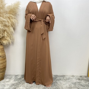 1993 #   Abaya ouverte en tissu Nida de haute qualité, couleur unie, avec manches évasées larges, abayas pour femmes musulmanes, cardigan, 10 couleurs - Product Image 5