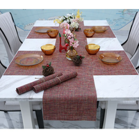 Napperons de table de Noël antidérapants rouge foncé et marron, en plastique, rectangulaires, écologiques, CLASSIQUE, en stock