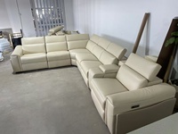 Fauteuil inclinable de cinéma moderne en cuir véritable, extensible, avec éclairage LED, porte-gobelet et télécommande, robuste