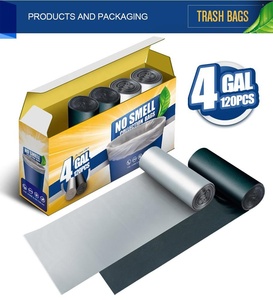 4 gallon thân thiện với môi trường phân hủy sinh học Thùng rác Túi Ống đồng in túi rác nhỏ cho nhà bếp phòng tắm văn phòng nhà (Màu Đen) - Product Image 2