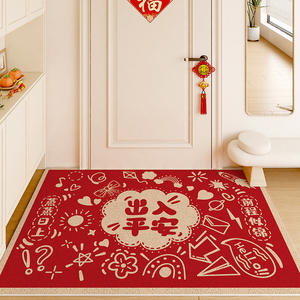 พรมเช็ดเท้ารูปสี่เหลี่ยมผืนผ้าลายจีนโบราณสีแดงสำหรับตรุษจีน ยี่ห้อเจียวจื่อหยวน ผลิตจาก PVC กันลื่น สำหรับใช้ภายในอาคาร ขายส่งจากโรงงาน - Product Image 5