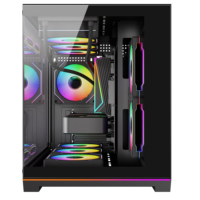Boîtier d'ordinateur de jeu panoramique AntarcChill Factory OEM, micro ATX, châssis double vitrage, prend en charge 9 ventilateurs, refroidissement par eau de 360 mm, vente en gros