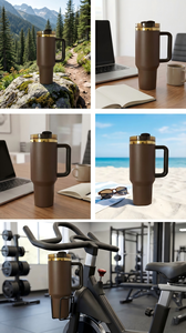 Gobelet de voyage en acier inoxydable 304 de 40 oz - Tasse isotherme réutilisable, anti-fuite, sans BPA, avec poignée pour voiture, bureau, salle de sport, extérieur - Product Image 3