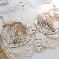 Bra Tanpa Tali Belakang Berenda Hitam, Lingerie Seksi Deep V, Bralette Tipis Bernapas, Pakaian Dalam Wanita