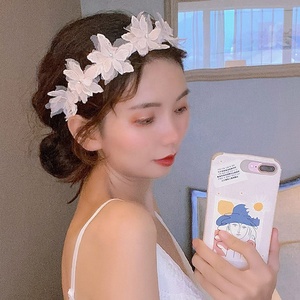 Couronne de fleurs en <span class=keywords><strong>dentelle</strong></span> coréenne, <span class=keywords><strong>bandeau</strong></span> de <span class=keywords><strong>mariage</strong></span> pour femmes, accessoires de <span class=keywords><strong>cheveux</strong></span> de mariée, fleur blanche, beau <span class=keywords><strong>bandeau</strong></span> de <span class=keywords><strong>cheveux</strong></span> en forme de fleur - Product Image 5