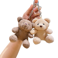 Mignon ours dessin animé en peluche velours écologique 3D forme lumière porte-clés jouet sac pendentif poupée retour à l'école en gros