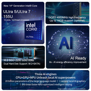 Mini PC industrial Intel Ultra Series 16GB DDR5 estable para <span class=keywords><strong>CAD</strong></span>/<span class=keywords><strong>CAM</strong></span> soporte de amplio voltaje 2025 nueva computadora NUC - Product Image 5