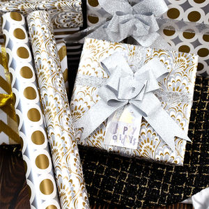 Papel de regalo personalizado de fábrica 43*300 cm Embalaje de papel de regalo de oro de cumpleaños - Product Image 6