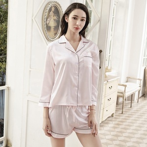 Set Pigiama in Raso per Donna <span class=keywords><strong>Camicia</strong></span> e Pantaloncini in Raso per Donna Abbigliamento da <span class=keywords><strong>Notte</strong></span> Pigiama in <span class=keywords><strong>Seta</strong></span> - Product Image 2
