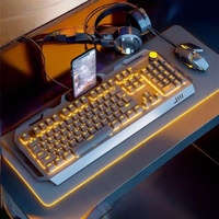 MQ USB Wired LED Backlit 104-Key Non-Mechanical Keyboard Mouse Headset Combo Punk Keycaps Gaming Set for PC Laptop Desktop