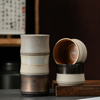 Tasse à café en céramique vintage en grès, tasse créative en porcelaine pour latte art, dégustation de thé, eau, lait, pour l'extérieur