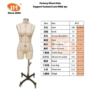 Mannequin de présentation JUN MEI B75 34B en fibre de verre réglable pour lingerie, maillots de bain et robes (partie supérieure du corps) pour la création de patrons - Product Image 6