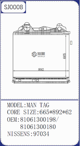 Fabricant Turbo <span class=keywords><strong>Intercooler</strong></span> pour <span class=keywords><strong>MAN</strong></span> <span class=keywords><strong>TGA</strong></span> OEM NO. 81061300198 81061300180 ,NISSENS 97034 - Product Image 6