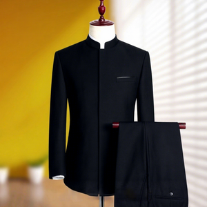 Ensemble de costumes chinois pour hommes en gros : Veste Zhongshan à simple boutonnage et pantalon (2 pièces) - Product Image 4