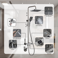 Mitigeur de douche mural en laiton avec affichage numérique et commandes piano pour salle de bain