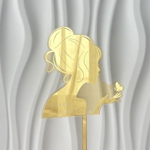 ท็อปเปอร์เค้กอะคริลิครูปเจ้าสาวพร้อมผ้าคลุมหน้าและดอกไม้ ตกแต่งเค้กงานแต่งงาน - Product Image 2