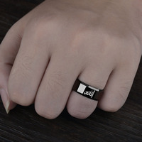 20 styles classiques de bagues musulmanes Allah noires de 8 mm pour femmes et hommes, bijoux religieux islamiques arabes du Moyen-Orient en acier inoxydable