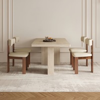 Table à manger en bois moderne et simple, style mi-siècle, rectangulaire, imperméable et durable, pour villa, petit appartement, salle à manger