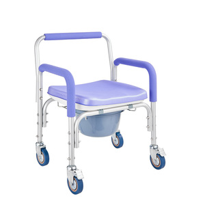 Aluminum Alloy Commode <b>Chair</b> With Wheels Portable Toilet For Home Use Foldable And Flushable - Product Image 1