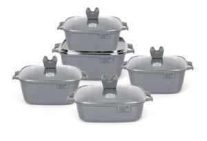 <span class=keywords><strong>MGC</strong></span> di qualità High-End 10 pz grande piatto quadrato nuovo stile con rivestimento in marmo antiaderente e unico coperchio in vetro - Product Image 2