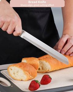 Kitchenbliss 9-Piece Stainless Steel Scissors Peeler <b>Sharpener</b> <b>Knife</b> Set with Block White Handle Professional Kitchen <b>Knife</b> Set - Product Image 5