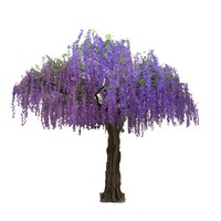 Arbre à fleurs de glycine artificielle en soie, grand modèle violet, décoration de Noël, écologique, ignifuge, résistant aux UV, haute simulation