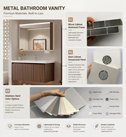 Meuble de salle de bain ARROW en acier inoxydable avec miroir LED, armoire de rangement et lavabo mural