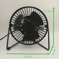 Piccolo Ventilatore USB LED con Orologio e Display Orario, Temperatura Multipla, in Metallo per Uso Domestico e Alberghiero, Finitura Nera