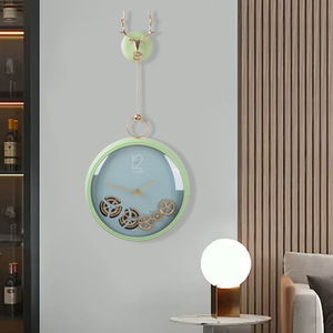 Modern Minimalist Wall Clock Round Milky Color Moving Gears Battery Powered Living Room Decor - Product Image 3